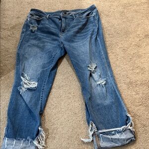 Judy Blue Ripped Boyfriend Jeans in Blue
